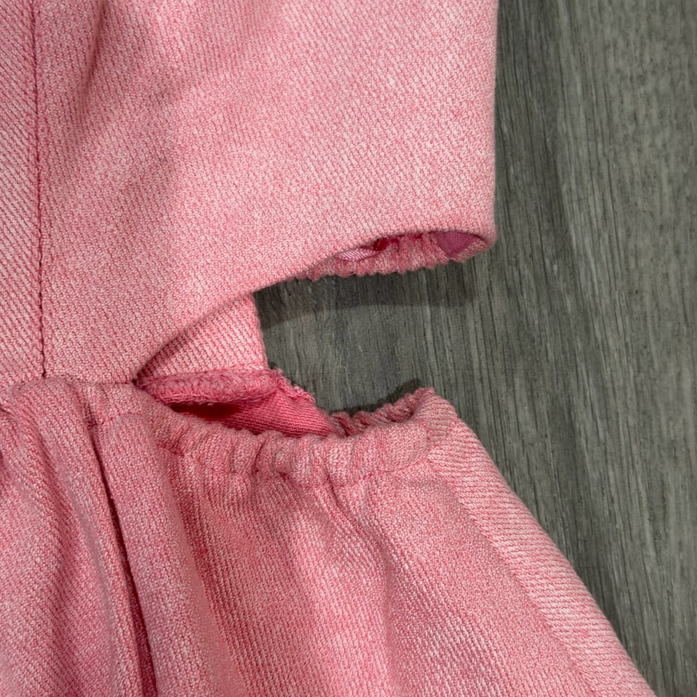 FORE Denim Ruffle Strap Pink Dress Women’s Large - Picture 4 of 9